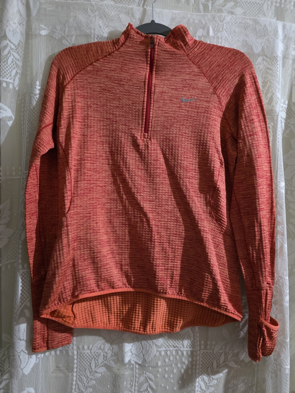 Nike Women’s Orange-Red Long Sleeve Quarter-Zip Top